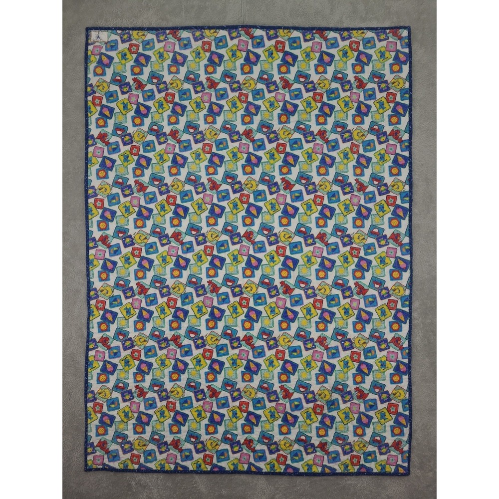 Handmade Baby Quilt Reversible Parrots and Sesame Street 36X49